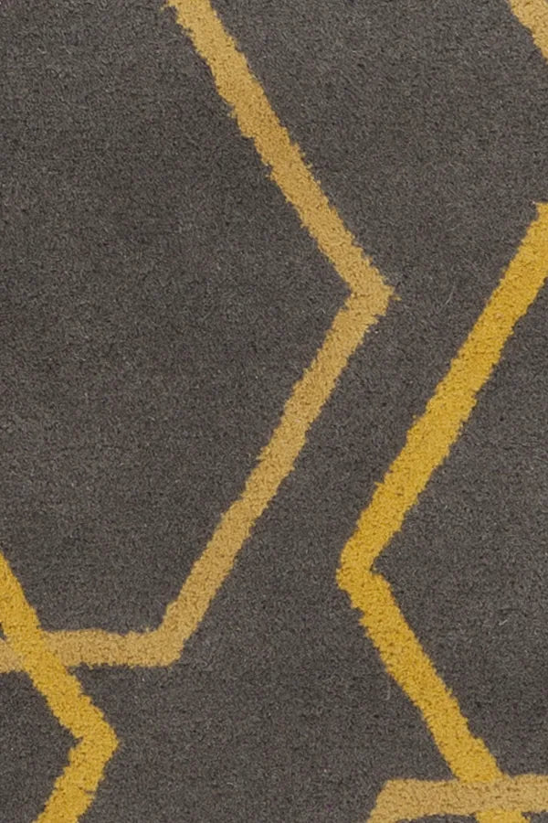 Chandra Stella STE-52258 Charcoal and Yellow rug, texture close-up