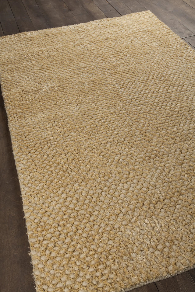 Chandra Strata STR-1160 Gold and Tan rug, angled side view