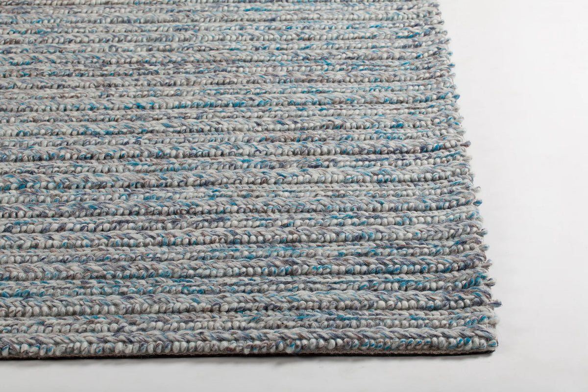 Chandra Sylvie SYL-48000 Blue and Grey and White rug, corner detail