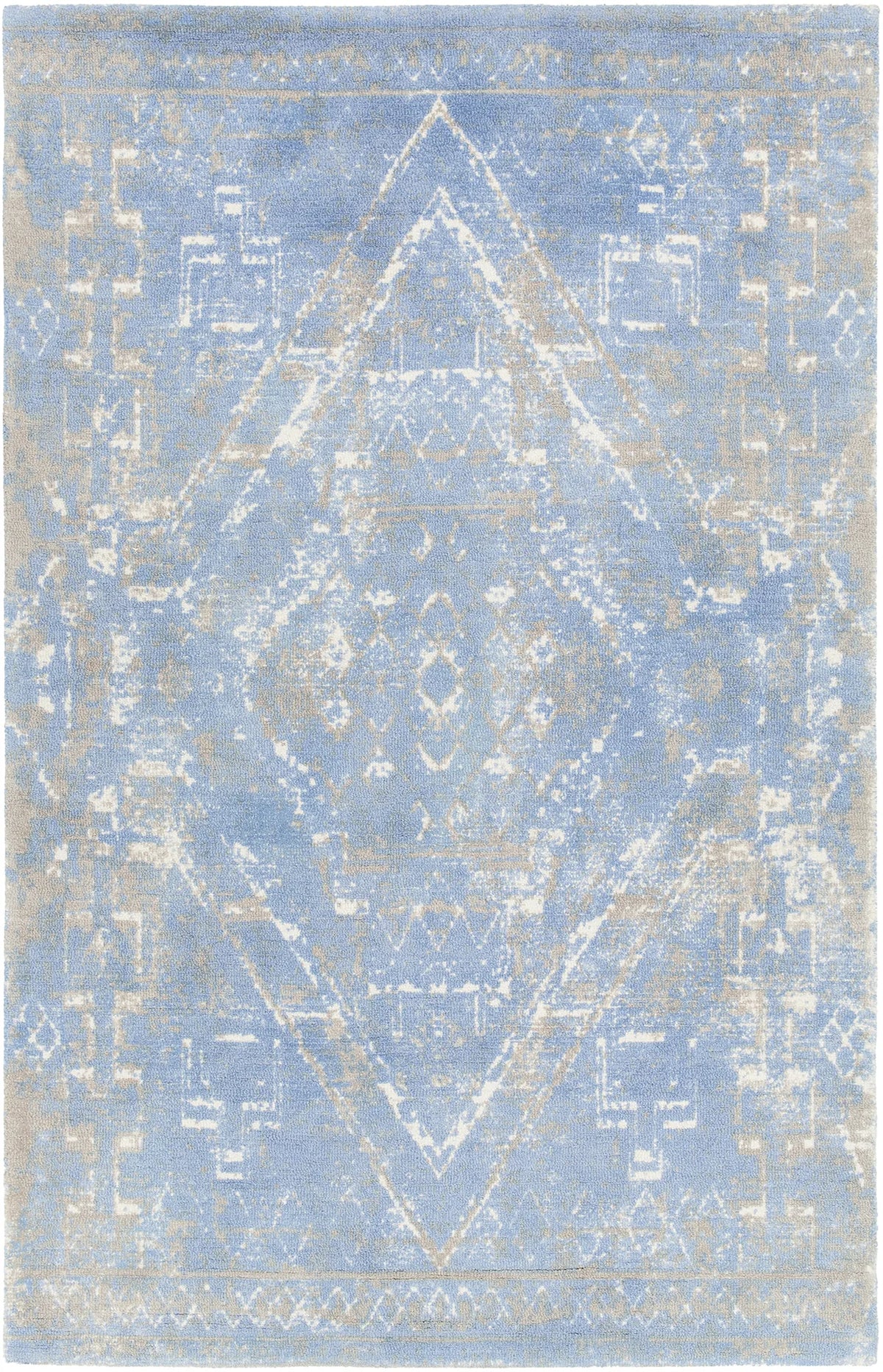 Chandra Tayla TAY-42400 Blue and Grey and beige rug, flat view