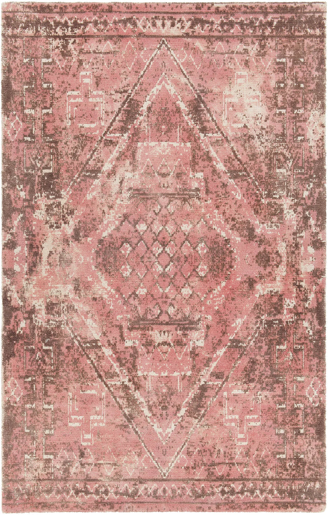 Chandra Tayla TAY-42401 Pink and brown and white rug, flat view