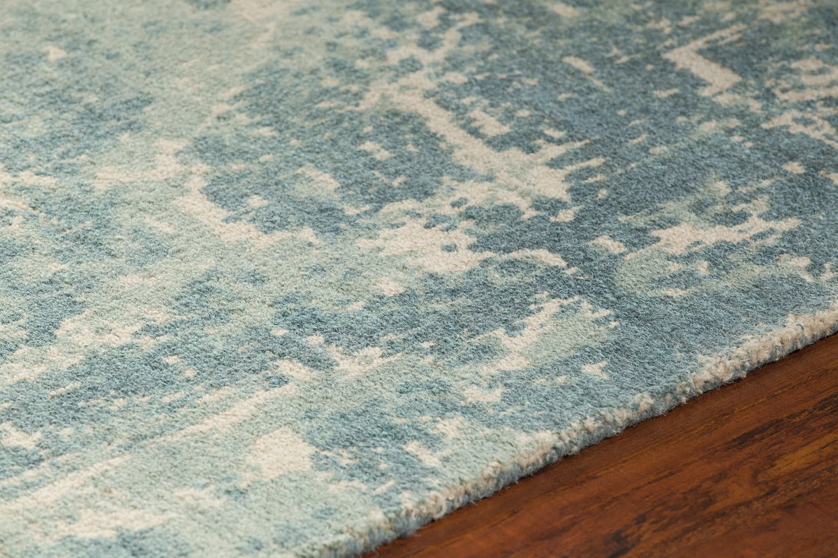 Chandra Tayla TAY-42403 Blue and White rug, side detail view