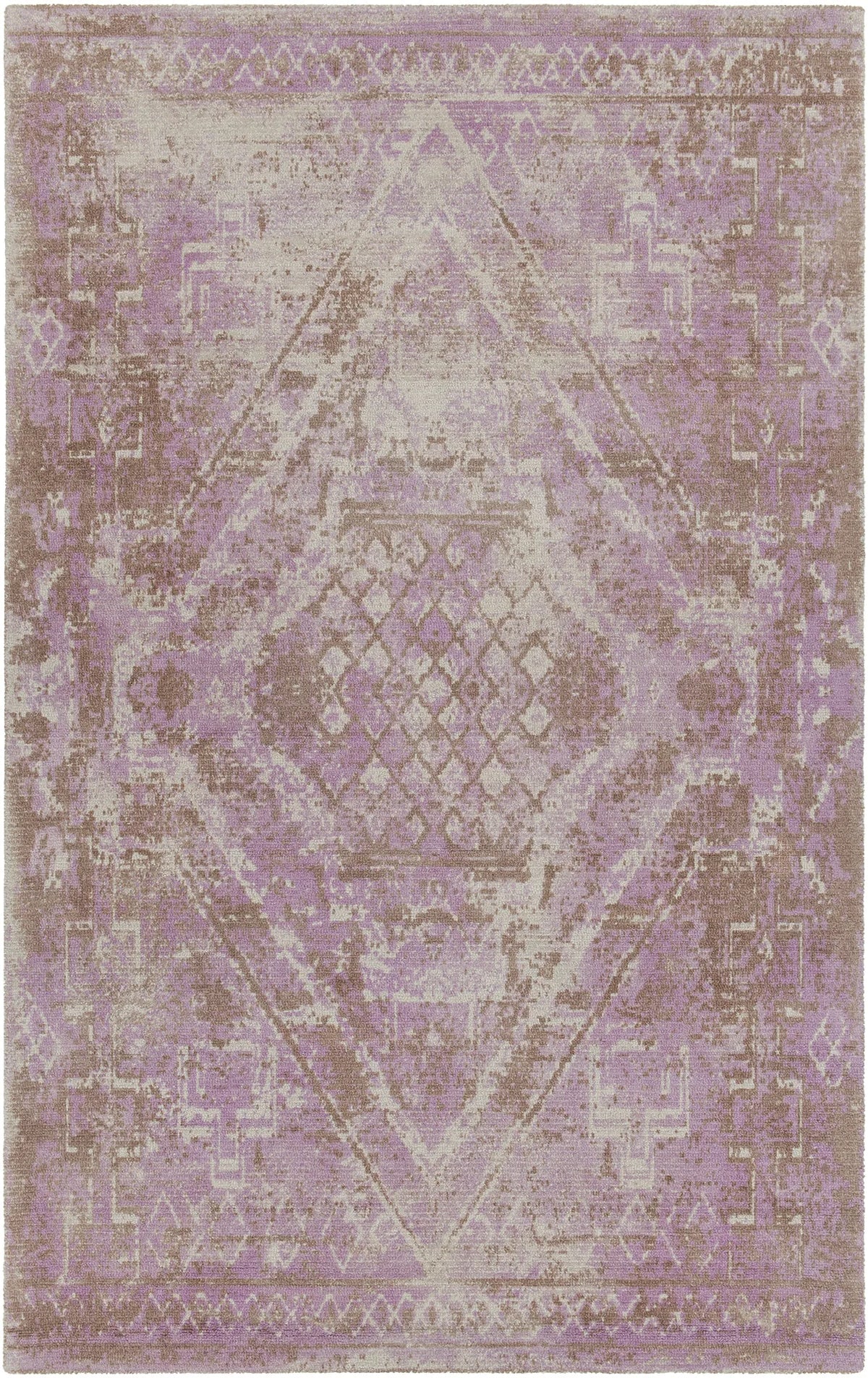 Chandra Tayla TAY-42406 Pink and brown and beige rug, flat view