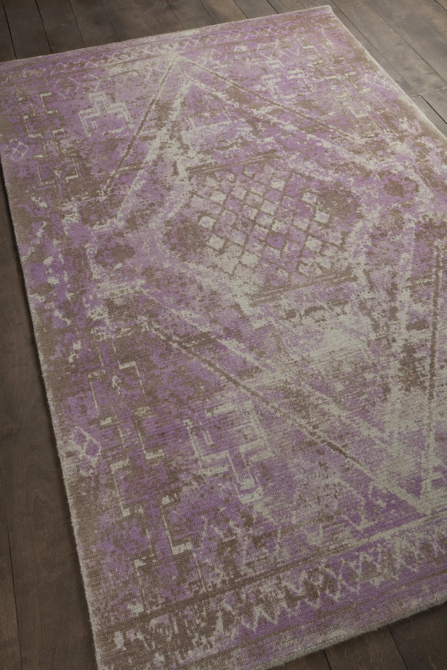 Chandra Tayla TAY-42406 Pink and brown and beige rug, angled side view