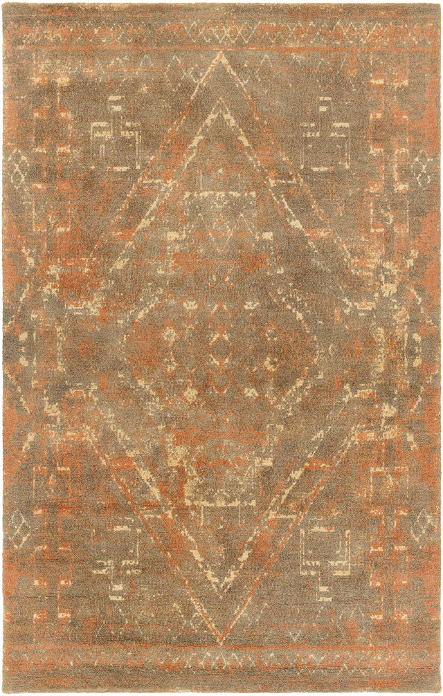 Chandra Tayla TAY-42407 rust and brown and beige rug, flat view