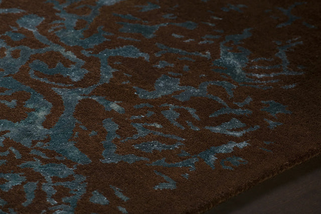 Chandra Veleno VEL-29301 Brown and Teal rug, side detail view