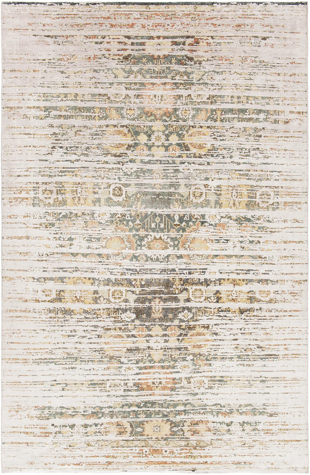 Chandra Vingel VIN-36801 green and beige and brown rug, flat view