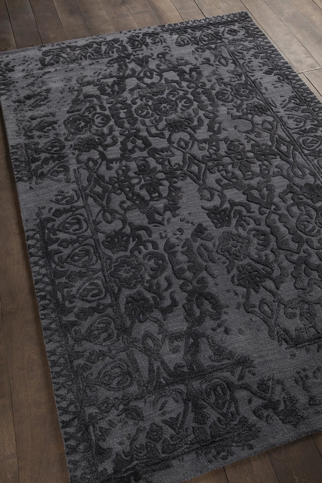 Chandra Xia XIA-43700 Black rug, angled side view