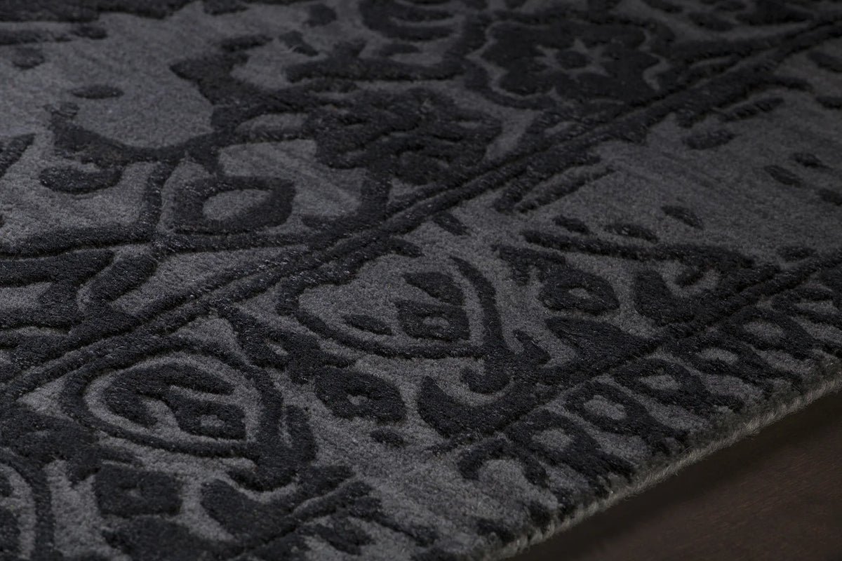 Chandra Xia XIA-43700 Black rug, side detail view