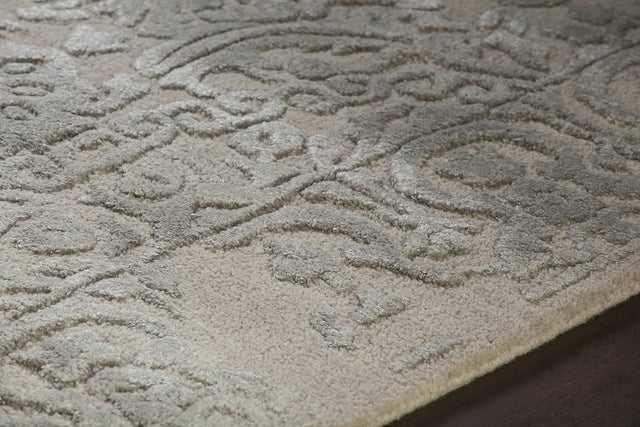 Chandra Xia XIA-43703 pink and Silver rug, side detail view
