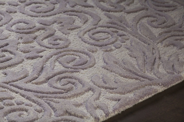Chandra Yelena YEL-43802 purple and white rug, side detail view