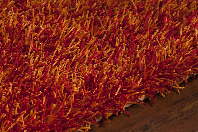 Chandra Zara ZAR-14510 Red and Orange rug, side detail view