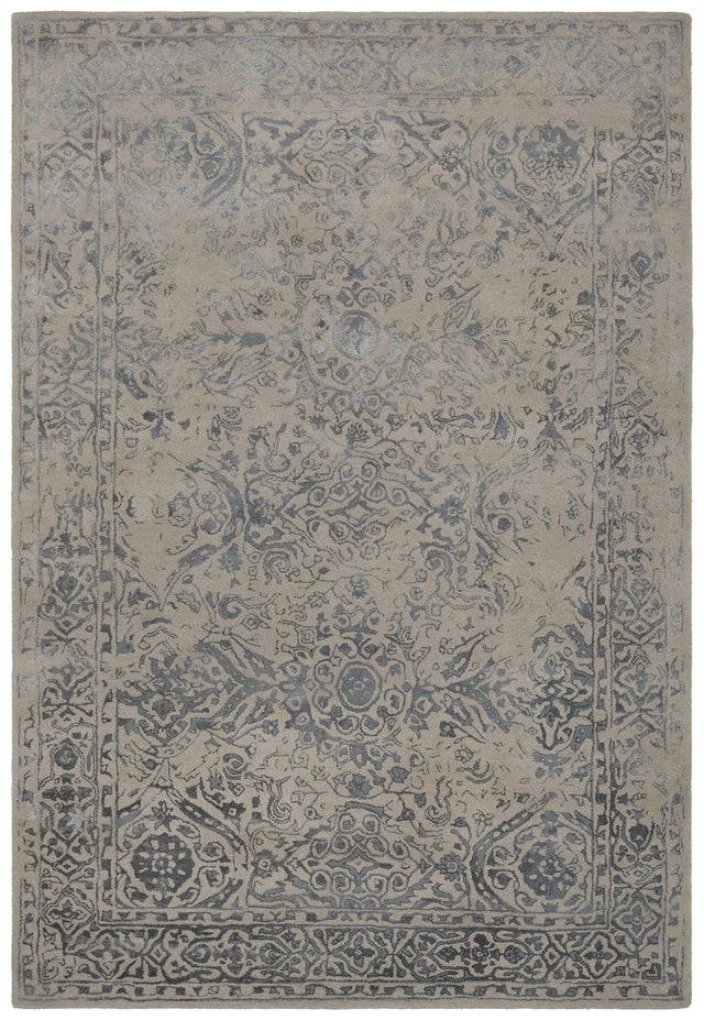 Chandra Zina ZIN-45701 Blue and Beige rug, flat view