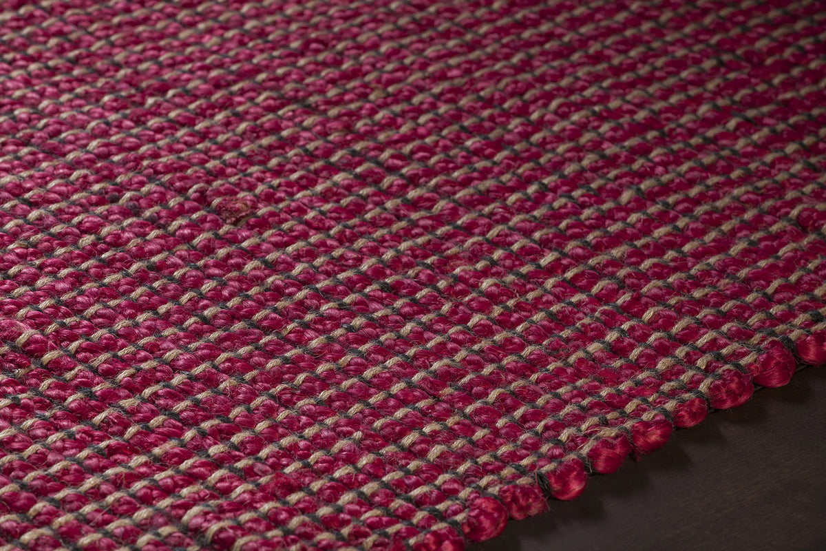 Chandra Zola ZOL-17103 Red and Charcoal rug, side detail view