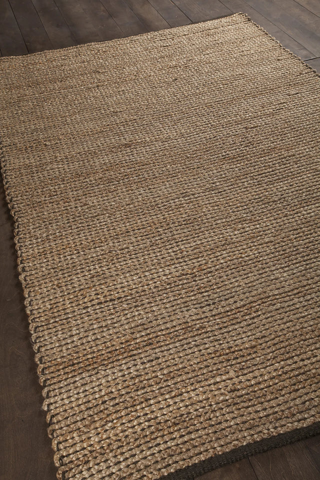 Chandra Zola ZOL-17104 Tan and Charcoal rug, angled side view