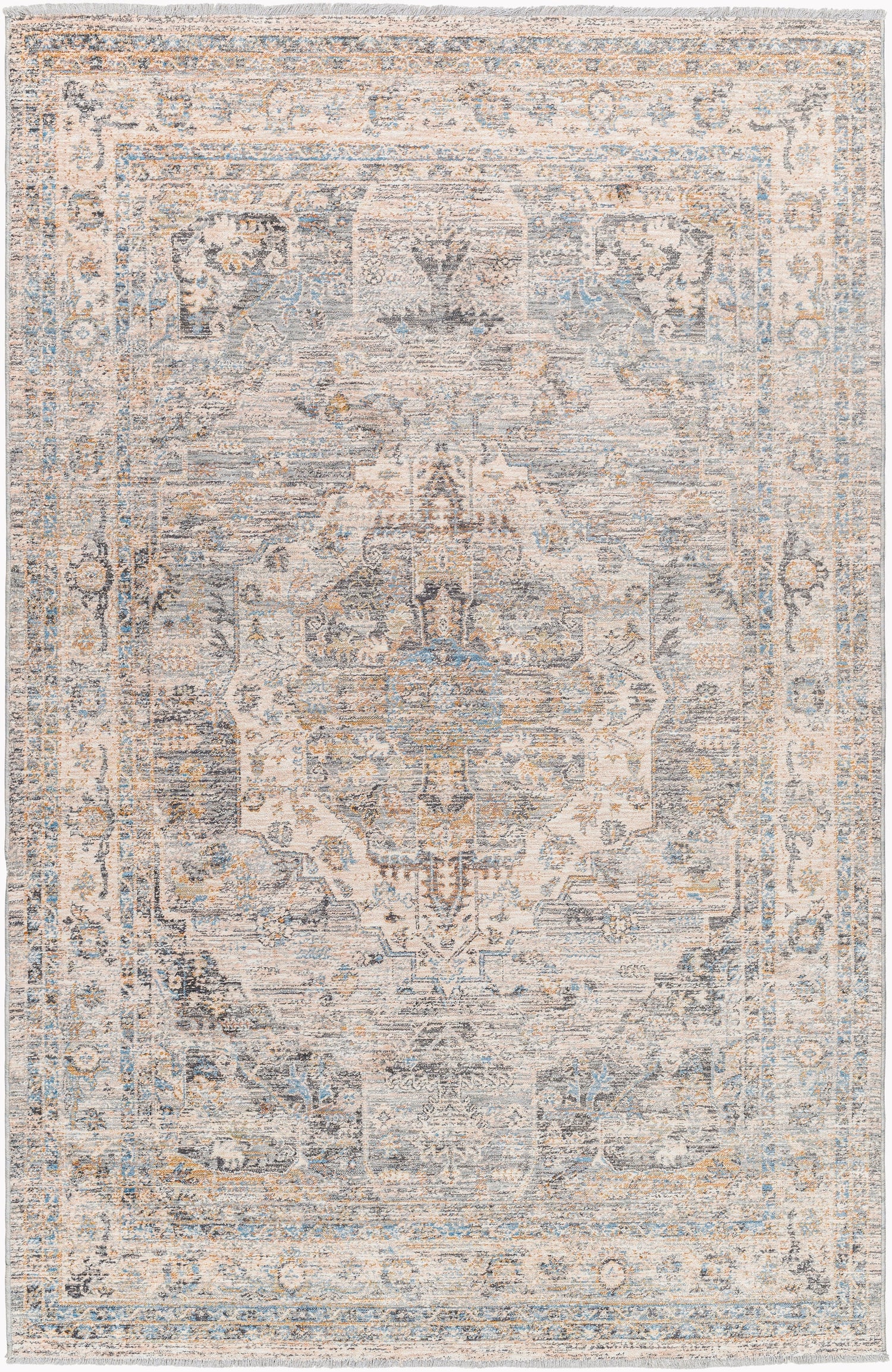 Surya Chicago Chg-2317 Slate, Charcoal, Light Beige, Blue, Mustard Rug.