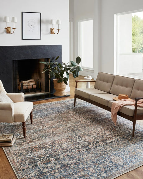 Chris Loves Julia x Loloi Jules Jul-06 Denim/Spice Rugs.