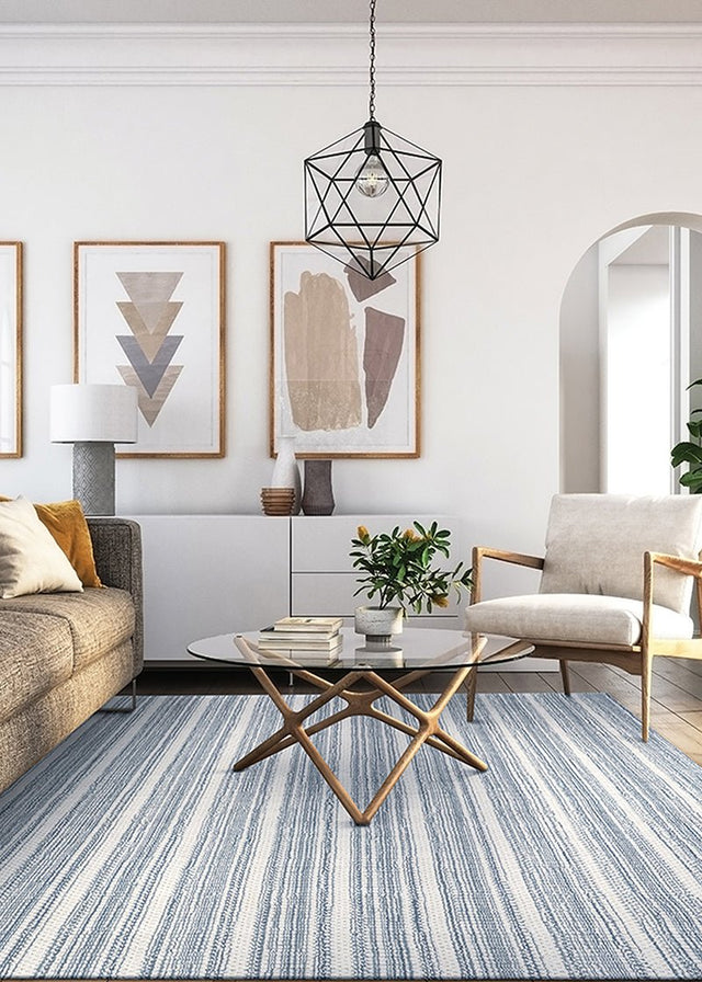 Couristan Aspen Textured Stripes 5002/2001 Denim Rug - Couristan - 50022001050080t