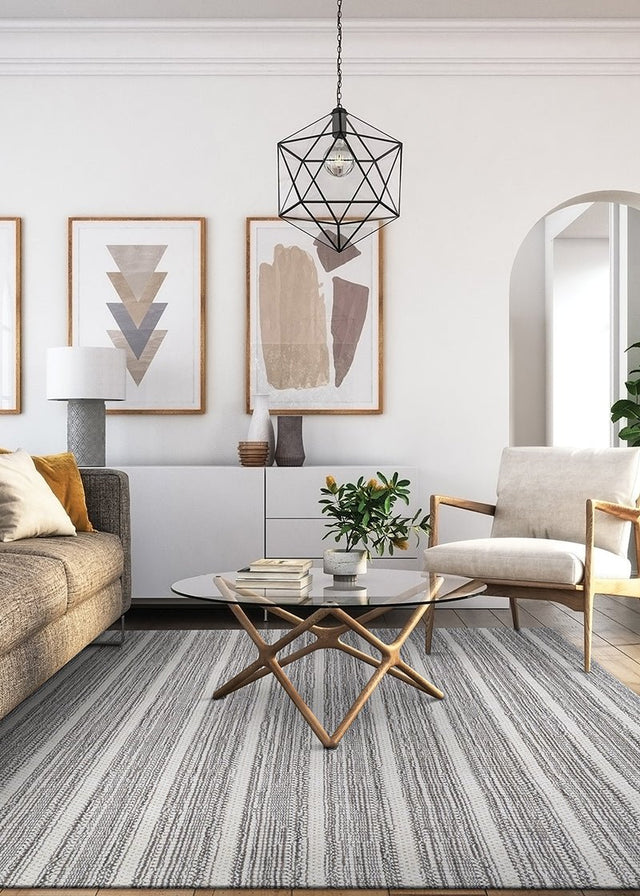 Couristan Aspen Textured Stripes 5002/2003 Dark Grey Rugs - Couristan - 50022003060090t