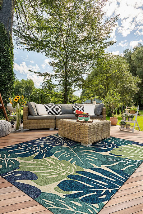 Couristan Covington Monstera 3534/1521 Cream / Multi Rugs - Couristan - 35341521020040t