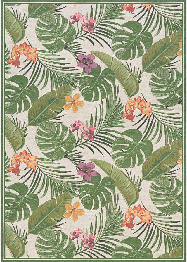 Couristan Dolce Flowering Fern 7460/0007 Ivory / Huntrgreen Rugs - Couristan - 74600007023311t