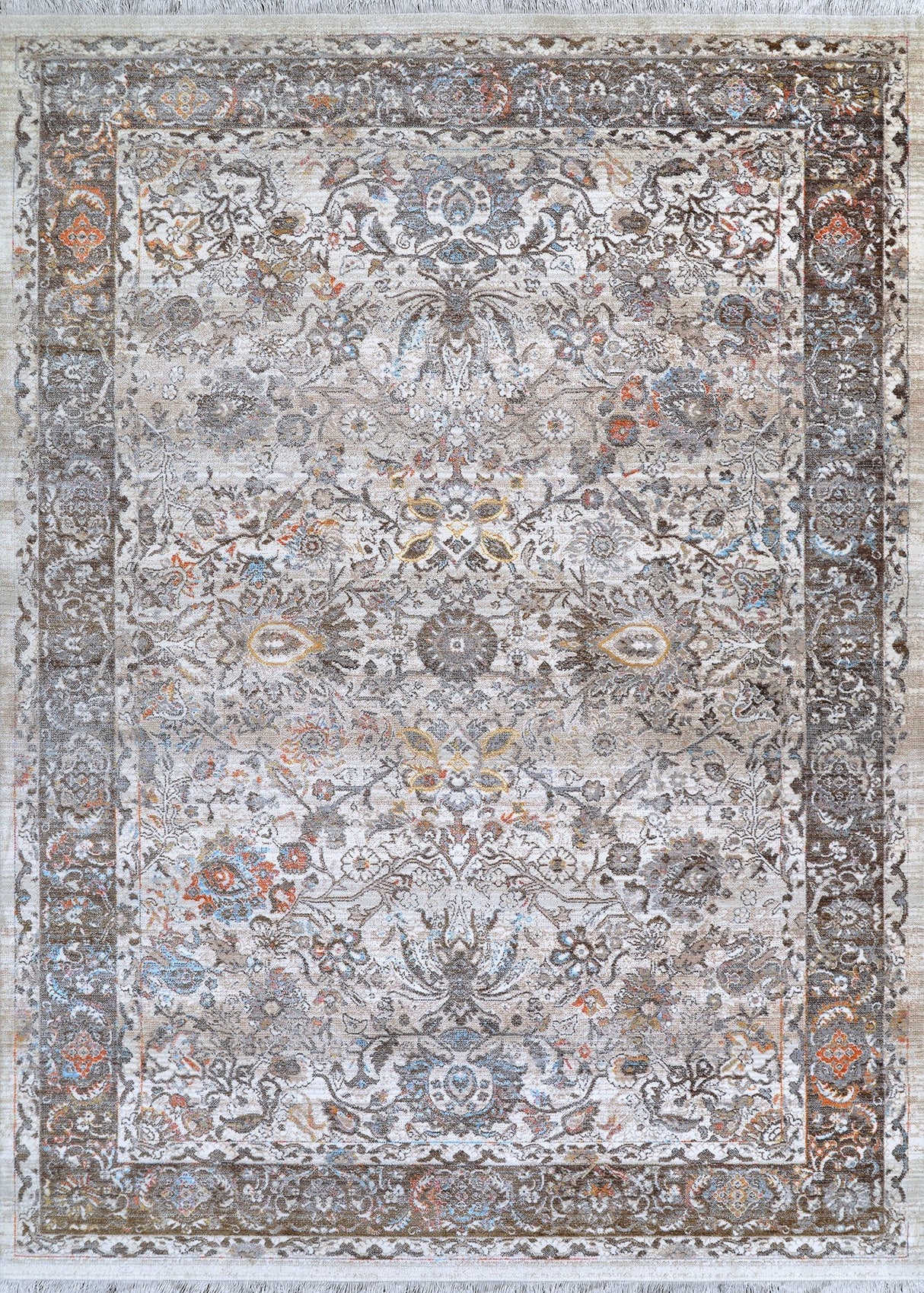 Couristan Halli Floral Kashan H869/2001 Beige/Mocha Rug - Couristan - h8692001053076t