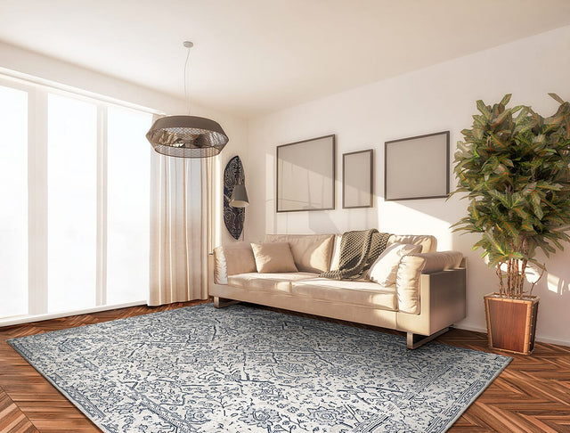 Couristan Marina Lillian 8974/0567 Oyster / Slate Blue Rugs.