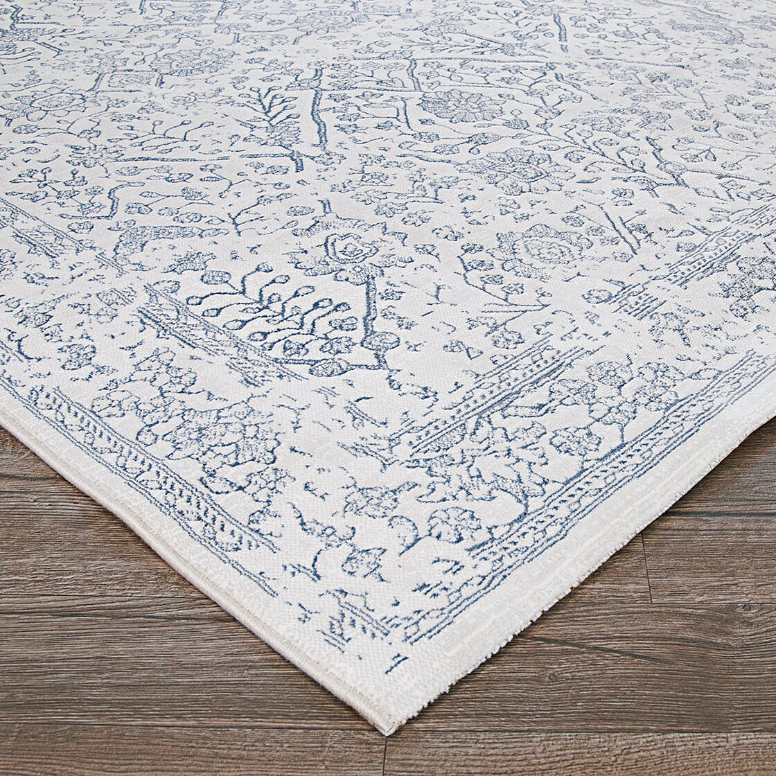 Couristan Marina Lillian 8974/0567 Oyster / Slate Blue Rugs.