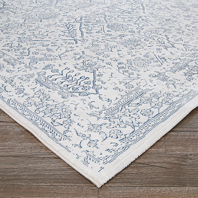 Couristan Marina Lillian 8974/0567 Oyster / Slate Blue Rugs.