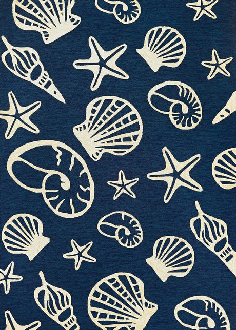 Couristan Outdoor Escape Cardita Shells 7334/0313 Navy / Ivory Rugs.