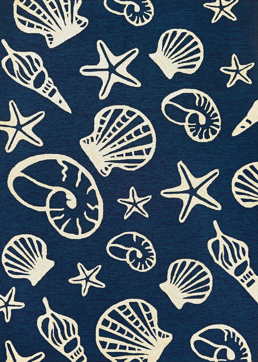 Couristan Outdoor Escape Cardita Shells 7334/0313 Navy / Ivory Rugs.
