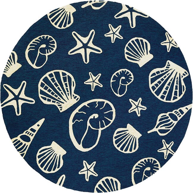 Couristan Outdoor Escape Cardita Shells 7334/0313 Navy / Ivory Rugs.