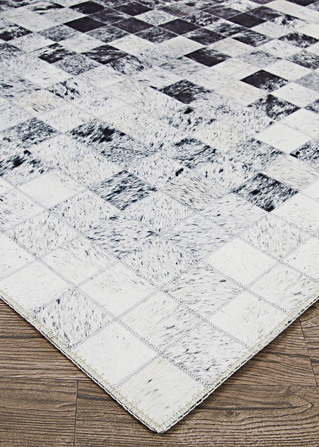 Couristan Prairie Hygee Blocks 3009/0097 Coal/Ice Caps Rugs.