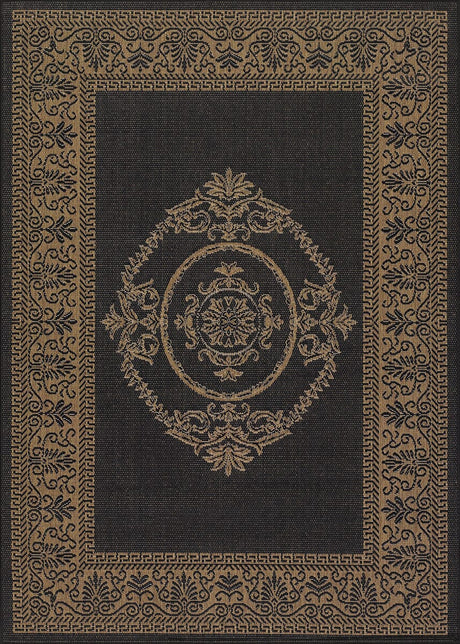 Couristan Recife Antique Medallion 1078/3115 Black / Cocoa Rugs.