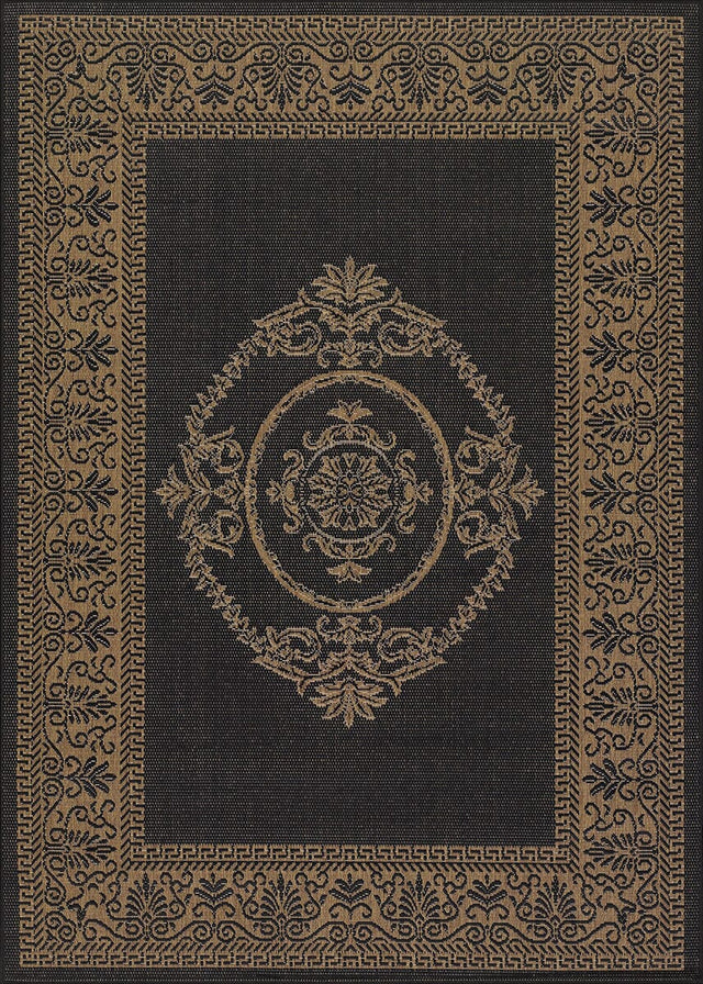 Couristan Recife Antique Medallion 1078/3115 Black / Cocoa Rugs.