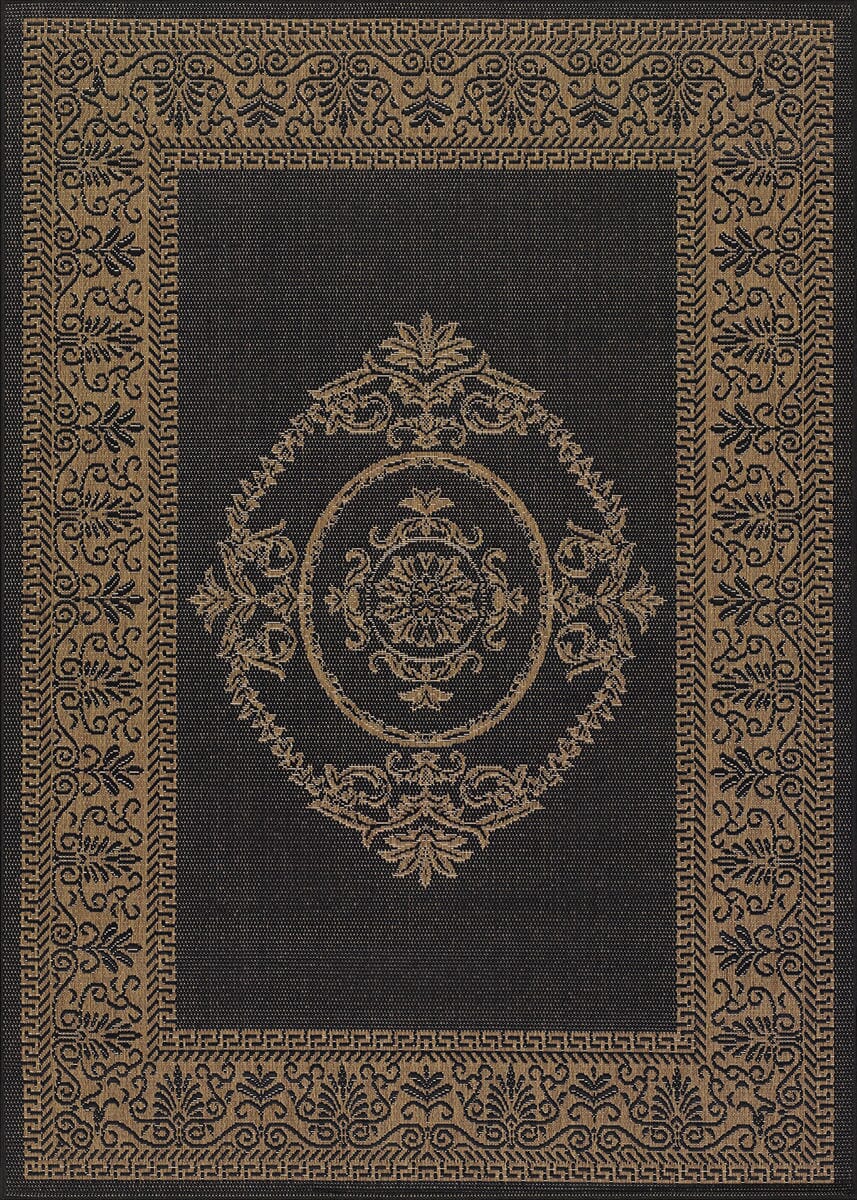 Couristan Recife Antique Medallion 1078/3115 Black / Cocoa Rugs.