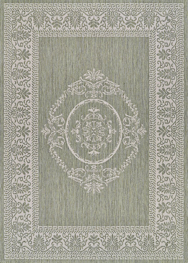 Couristan Recife Antique Medallion 1078/4412 Sage Leaf/Ivory Rug.