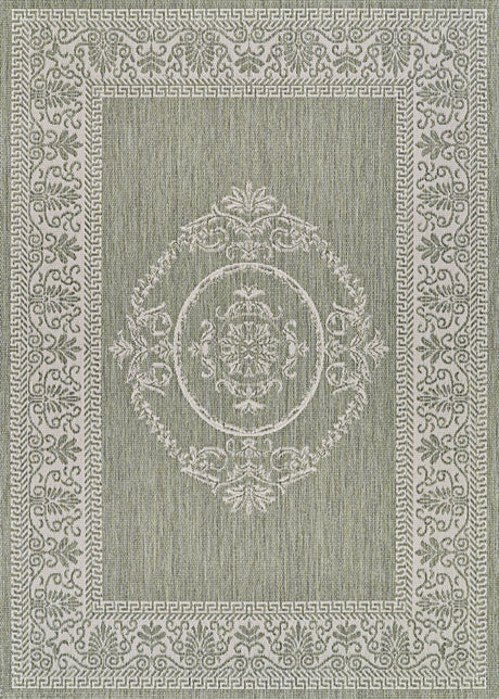 Couristan Recife Antique Medallion 1078/4412 Sage Leaf/Ivory Rug.