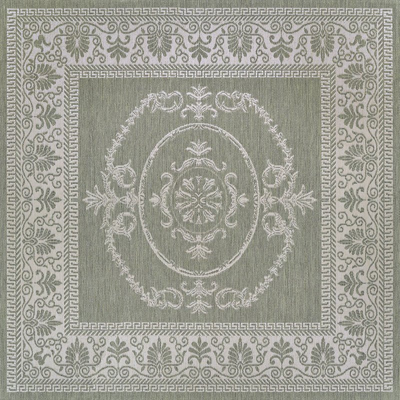Couristan Recife Antique Medallion 1078/4412 Sage Leaf/Ivory Rug.