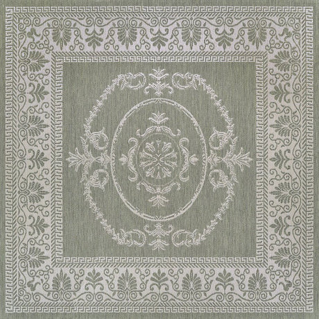 Couristan Recife Antique Medallion 1078/4412 Sage Leaf/Ivory Rug.