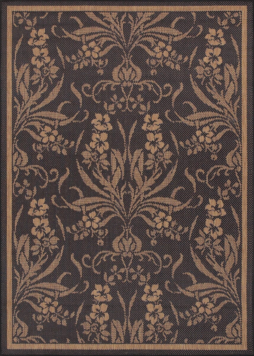 Couristan Recife Garden Cottage 1516/0111 Black / Cocoa Rugs.