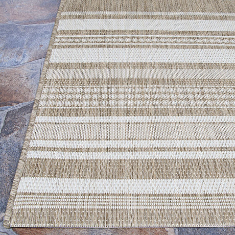 Couristan Recife Gazebo Stripe 5313/2312 Champ / Taupe Rugs.