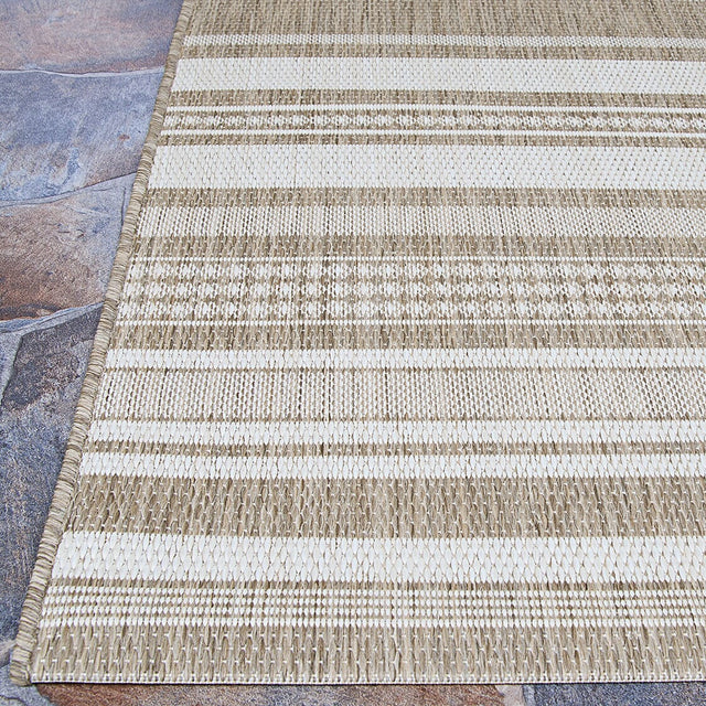 Couristan Recife Gazebo Stripe 5313/2312 Champ / Taupe Rugs.
