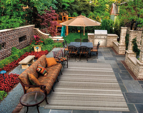 Couristan Recife Gazebo Stripe 5313/2312 Champ / Taupe Rugs.