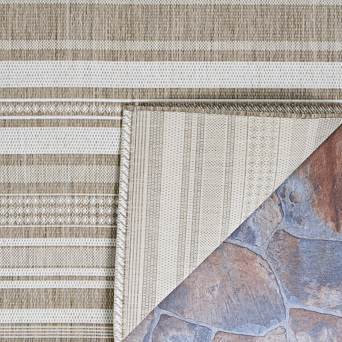 Couristan Recife Gazebo Stripe 5313/2312 Champ / Taupe Rugs.