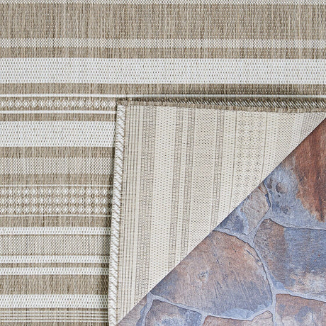 Couristan Recife Gazebo Stripe 5313/2312 Champ / Taupe Rugs.