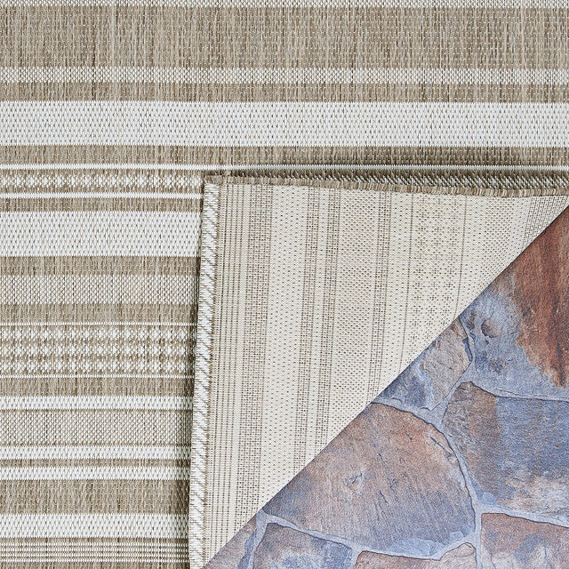 Couristan Recife Gazebo Stripe 5313/2312 Champ / Taupe Rugs.