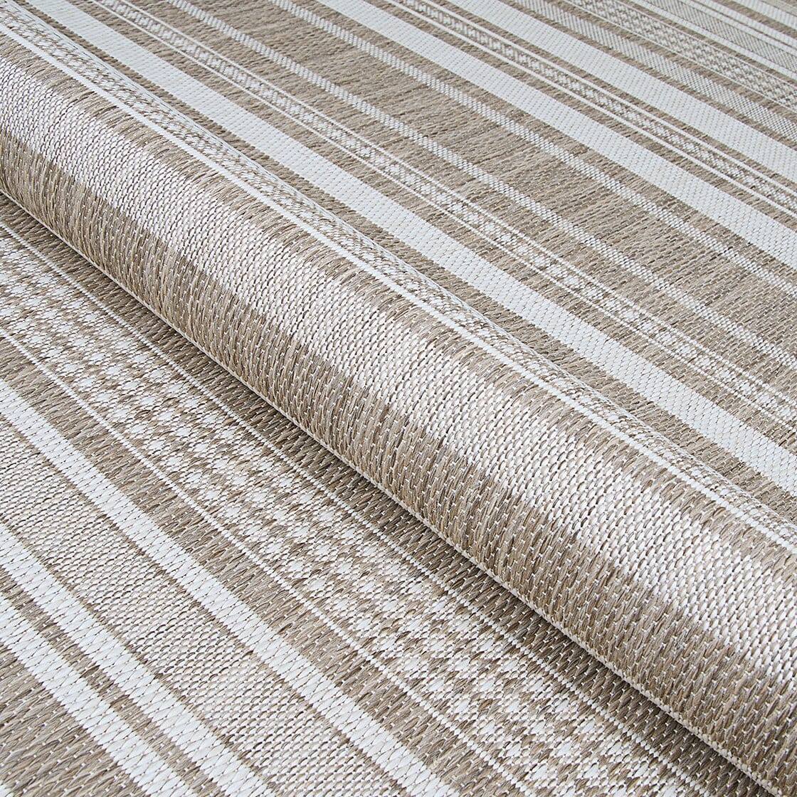 Couristan Recife Gazebo Stripe 5313/2312 Champ / Taupe Rugs.