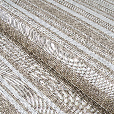 Couristan Recife Gazebo Stripe 5313/2312 Champ / Taupe Rugs.