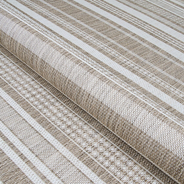 Couristan Recife Gazebo Stripe 5313/2312 Champ / Taupe Rugs.